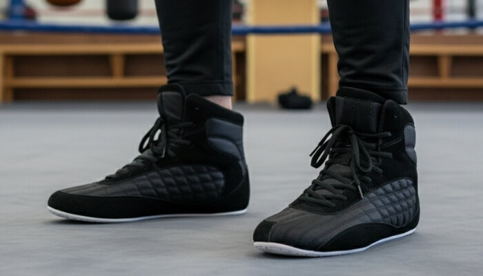 Gewichtheberschuhe werden getragen