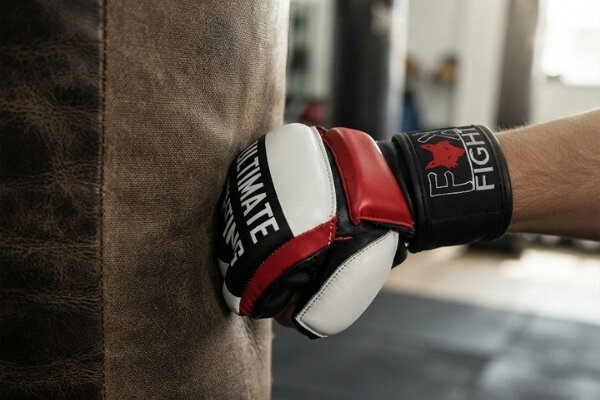 MMA Ausrüstung bei Schlag gegen Boxsack