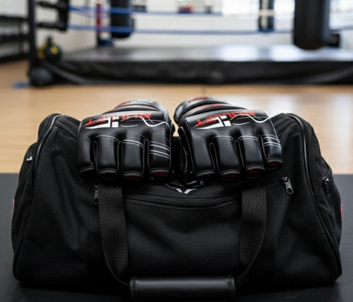 MMA Handschuhe liegen auf Tasche