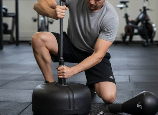 Punchingball wird aufgebaut