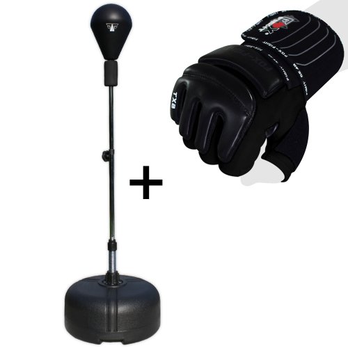 Punchingball  / Höhenverstellbar + Trainingshandschuhe Ballhandschuhe XL - schwarz
