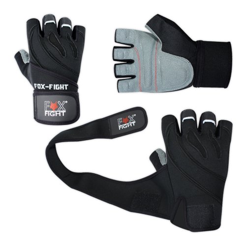 FOX-FIGHT Super Trainings Handschuhe Fitness Kraftsporthandschuhen Leder 