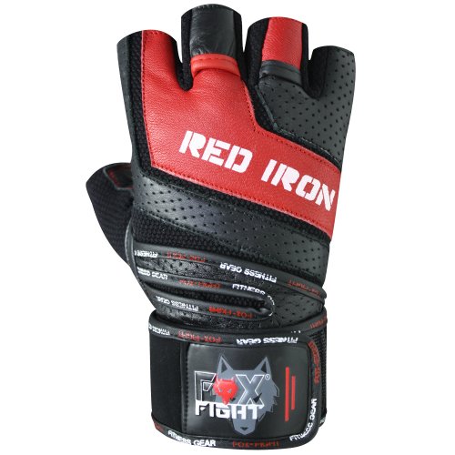 FOX-FIGHT RED IRON Fitness- Kraftsporthandschuhe aus echtem Leder - M