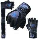 FOX-FIGHT SHOCK Fitness- Kraftsporthandschuhe aus echtem Leder XL - schwarz/blau