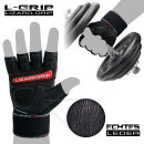 FOX-FIGHT L-GRIP Fitness- Kraftsporthandschuhe aus echtem Leder S - schwarz
