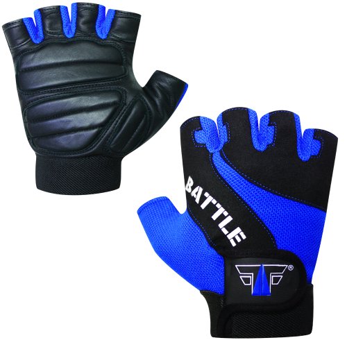 FOX-FIGHT BATTLE BLUE Fitness- Kraftsporthandschuhe aus echtem Leder S - blau