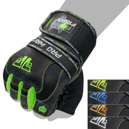 FOX-FIGHT PRO WRIST GREEN Fitness- Kraftsporthandschuhe aus echtem Leder S - green