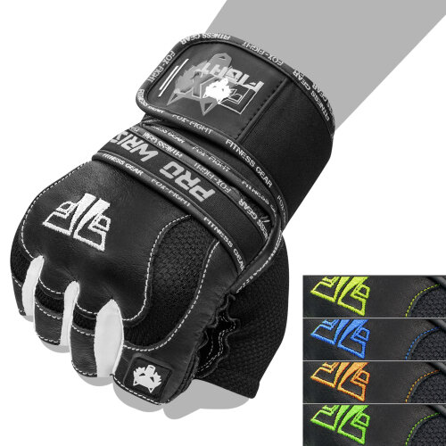 FOX-FIGHT PRO WRIST BLACK Fitness- Kraftsporthandschuhe aus echtem Leder L - black