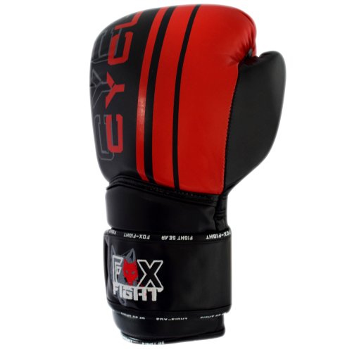FOX-FIGHT CYCLON Boxhandschuhe aus PU Leder 10 OZ schwarz / rot