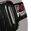 FOX-FIGHT 1 Paar ENERGY Spann- Schienbeinschutz aus PU Leder XL schwarz / weiss