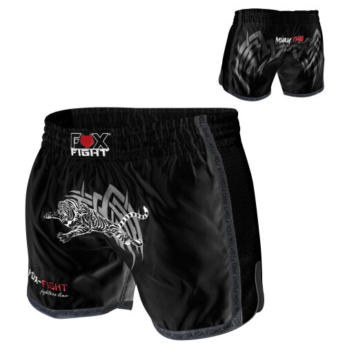 FOX-FIGHT TIGER Thai Shorts aus Satin L schwarz