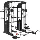 XPLON Tower7 PLUS Kraftstation Multipresse Klimmzugstation inkl. 240kg Steckgewichte mit Hantelbank &Oslash;30mm / 50mm