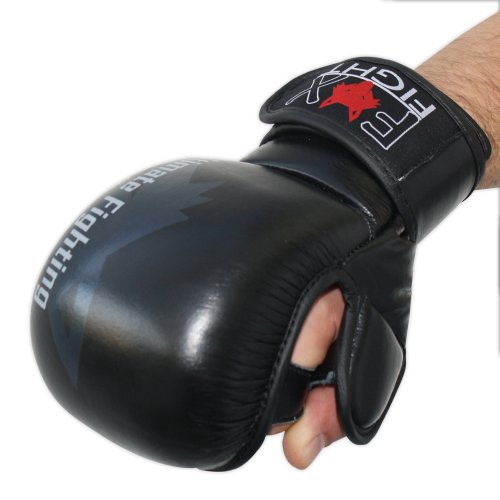 FOX-FIGHT Shooto MMA Handschuhe aus echtem Leder L - schwarz