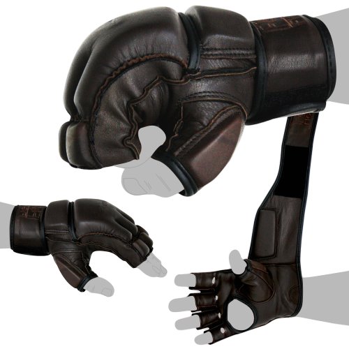 FOX-FIGHT LEGEND MMA Handschuhe aus echtem Leder L- braun